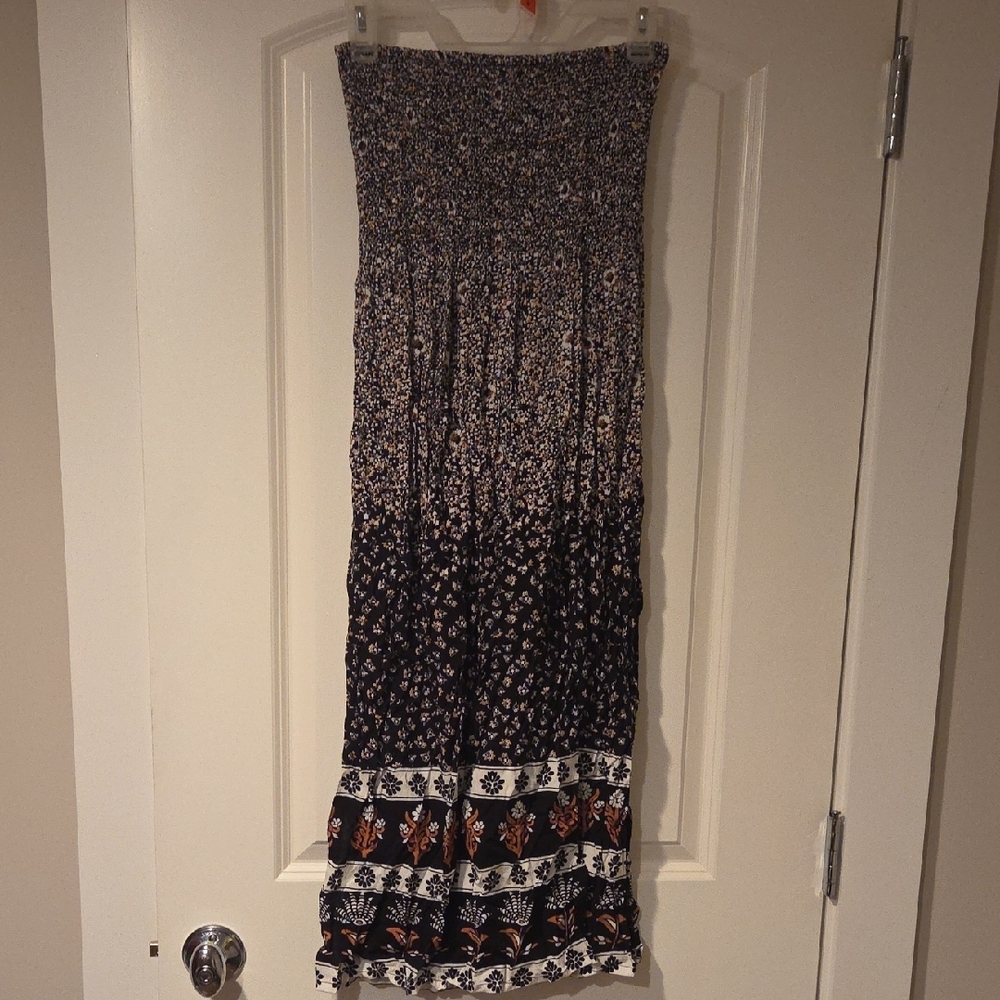 Auguste The Label Gray Smocked Tiered Maxi Skirt